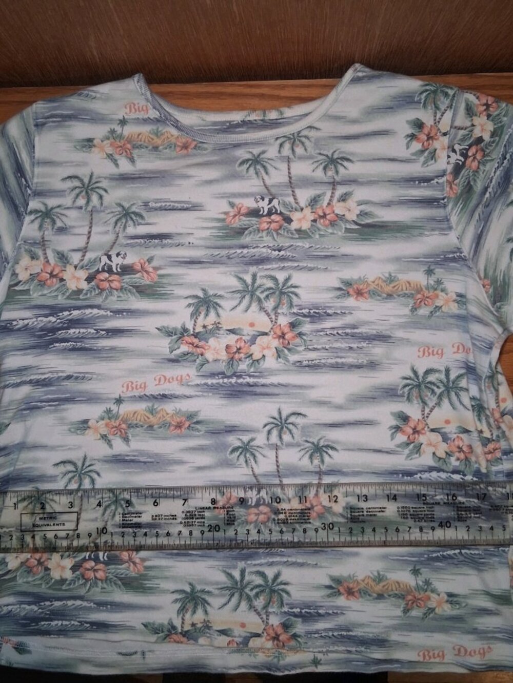 Vintage Y2K Big Dogs Tropical Floral All-Over Print Tee M